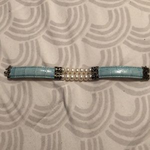 Leather and Pearl Bracelet